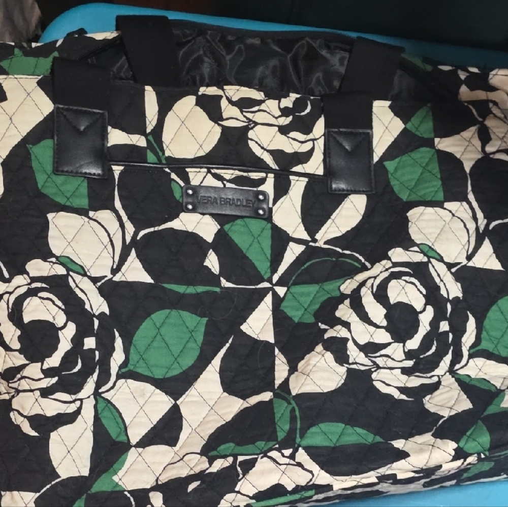 Vera Bradley Black and Green Floral Tote